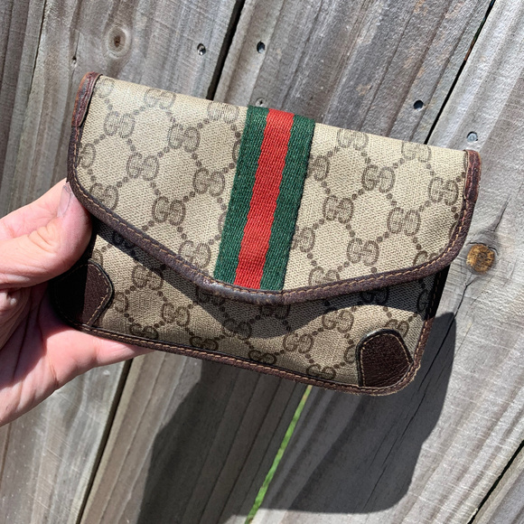 Gucci Handbags - Gucci Supreme Web Stripe Vintage Clutch Red Green